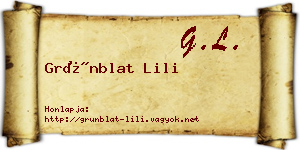 Grünblat Lili névjegykártya